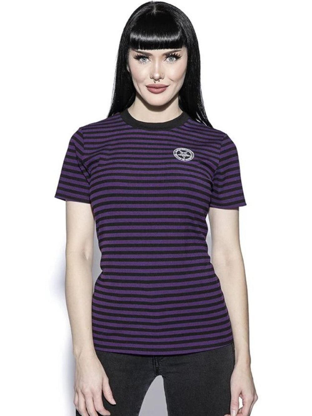 Blackcraft Cult Believe in yourself striped tee purple